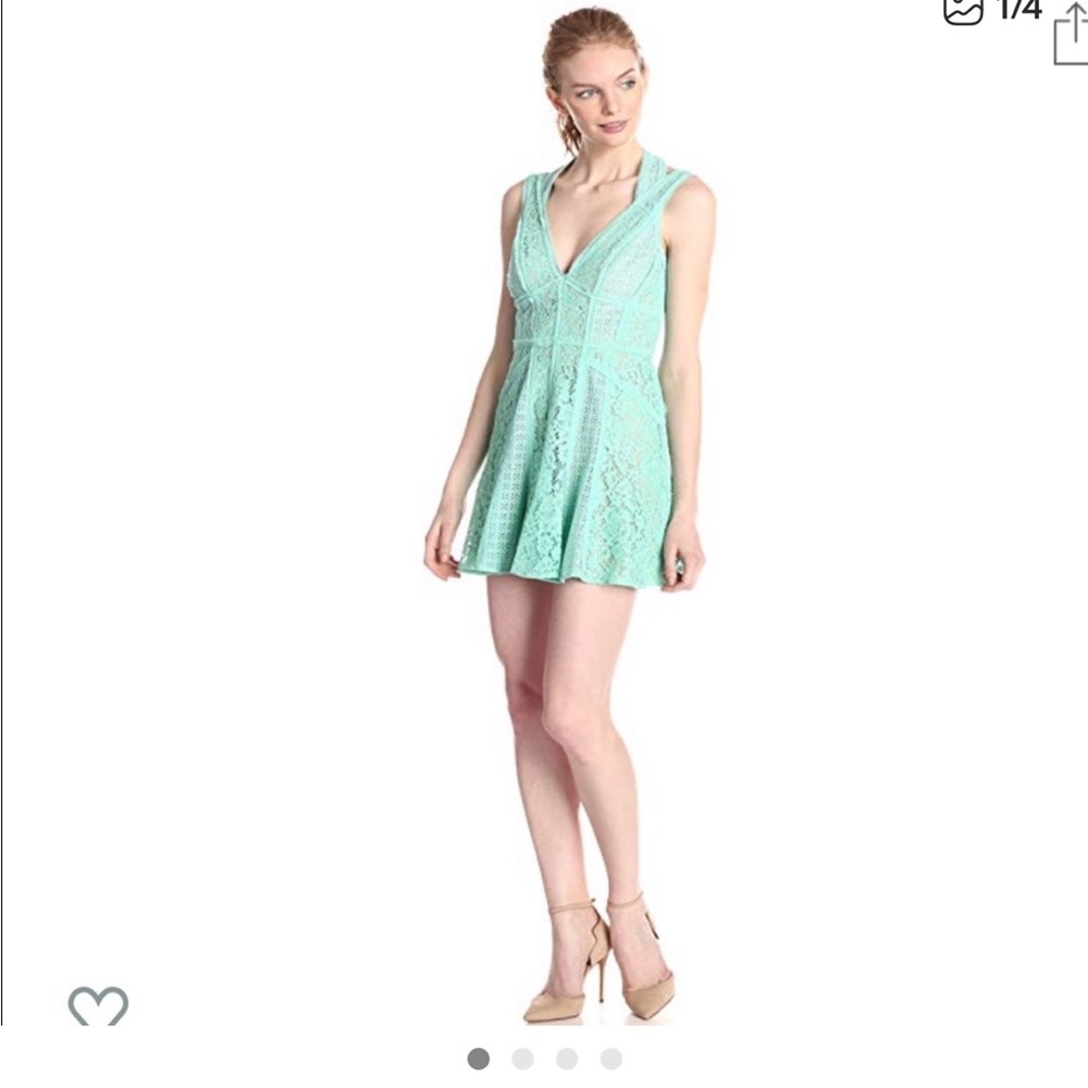 BCBGMaxAzria Mint Lace V-Neck Skater Dress